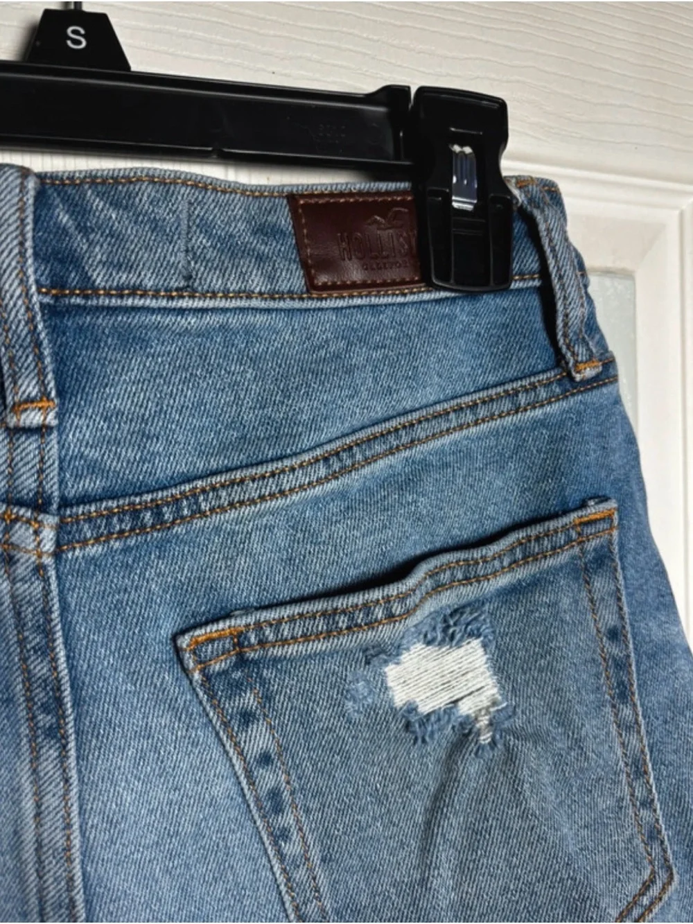 Women's hollister Distressed Mid-Blue Denim Jean Shorts